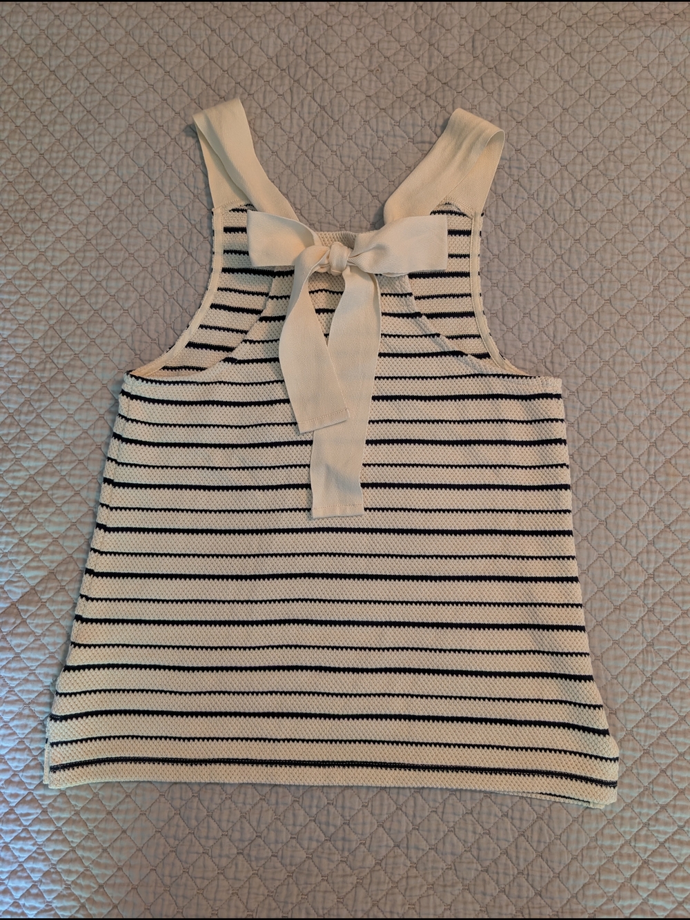 Madewell Cream and Navy Bkue Striped Tie-Back Knit Tank